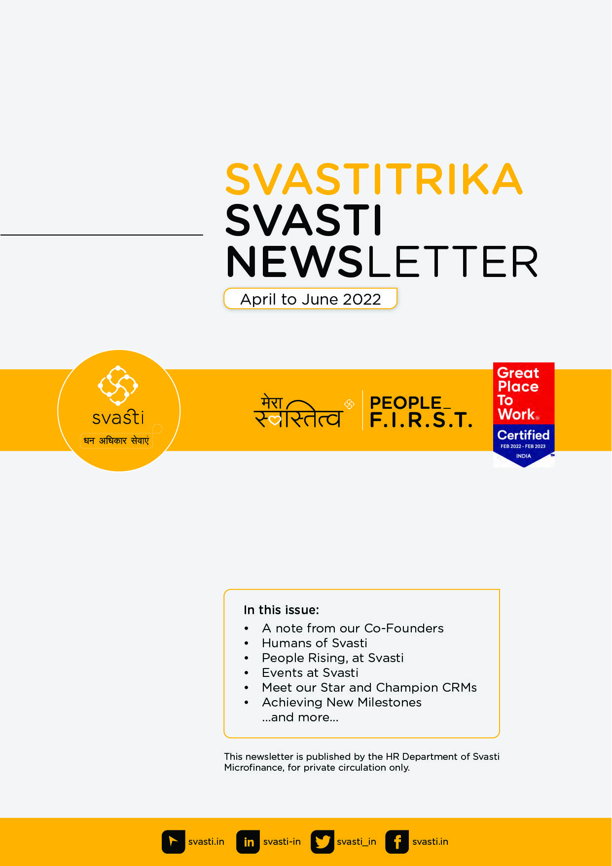 Svasti Newsletter April to June 2022