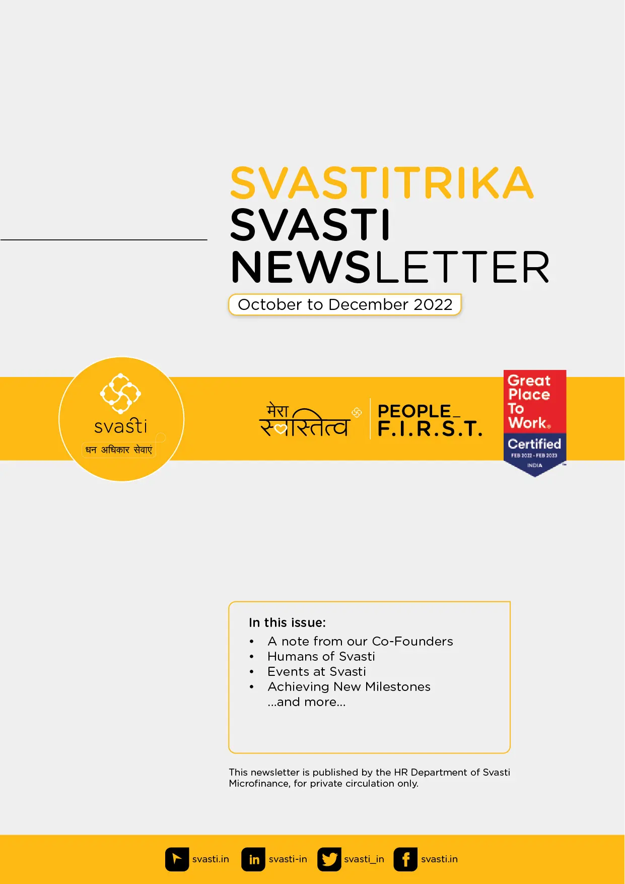Svasti Newsletter October to December 2022