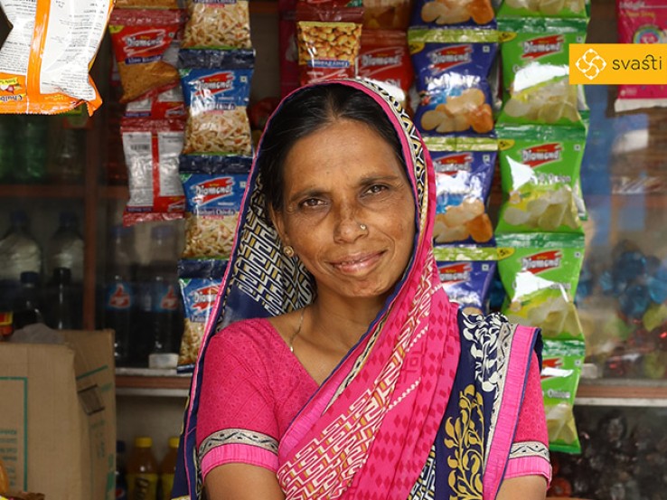 Hausila Sohanalal Gupta - Retail Store Owner, and Svasti Microfinance Customer